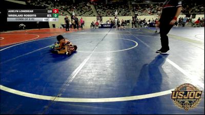 49 lbs Consi Of 8 #2 - Adelyn Lonebear, Clinton Youth Wrestling vs Wrenland Roberts, Wesley Wrestling Club