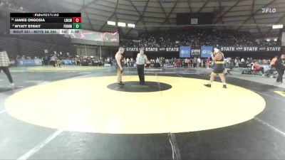 Boys 3A 285 lbs Champ. Round 2 - James Ongosia, Lincoln (Tacoma) vs Wyatt Strait, Ferndale