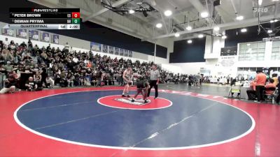 144 lbs Quarterfinal - Demian Pryima, Newport Harbor vs Peter Brown, Canyon Springs