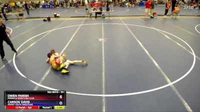 94 lbs Round 2 - Owen Parish, Pinnacle Wrestling Club vs Carson Davis, Anoka Youth Wrestling