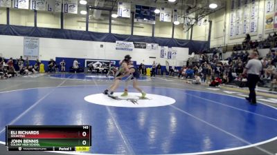 145 lbs Quarterfinal - Eli Richards, Soldotna vs John Bennis, Colony High School