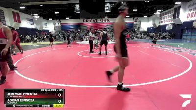 175 lbs Cons. Round 2 - Adrian Espinoza, Rubidoux vs Jeremiah Pimental, Coachella Valley