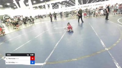 40 lbs Semifinal - Cael Penrose, Bozeman WC vs Hazel Grimley, California Grapplers