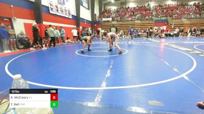 157 lbs Quarterfinal - Adrian McCreary, Tulsa Union vs Trenton Bell, Fort Gibson