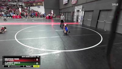 45 lbs Quarterfinal - Clement Greco, Wisconsin Dells vs Grayson Yang, Crass Trained