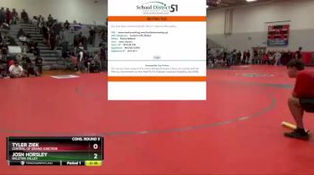 170 lbs Cons. Round 3 - Tyler Ziek, Central Of Grand Junction vs Josh Horsley, Ralston Valley