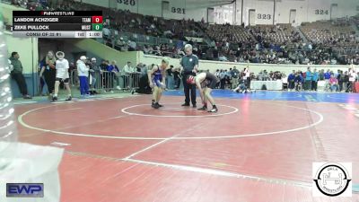 120 lbs Consi Of 32 #1 - Zeke Pullock, Mustang Middle School vs Landon Achziger, Team Choctaw