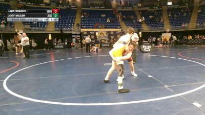 110 lbs Quarterfinal - Jake Sparks, Connellsville vs Joey Miller, Jersey Shore