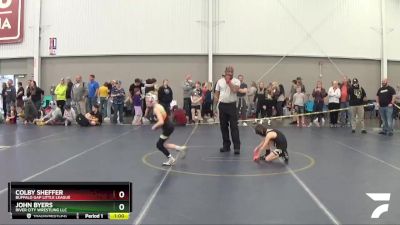 58 lbs Quarterfinal - John Byers, River City Wrestling LLC vs Colby Sheffer, Buffalo Gap Little League