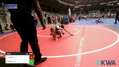 80 lbs Consi Of 8 #2 - Cole Jones, Honey Badgers Wrestling Club vs Brennan Gray, Midwest City Bombers Youth Wrestling Club