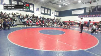 217 lbs Quarterfinal - Colt Palacios, Mayfair High School vs Aaron Valencia, Unattached