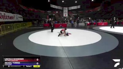 53 lbs Cons. Semi - Lincoln Schneider, Red Wave Wrestling vs Nicholi Torres, California