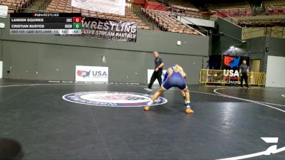 Cadet Boys Lower - 113 lbs Cons. Round 6 - Cristian Bustos, Reedley High School Wrestling vs Landen Squires, Sunnyvale Wrestling Club