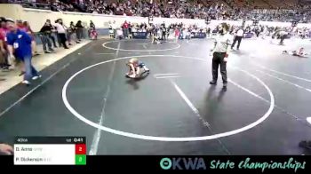 40 lbs Semifinal - Oakley Anno, Locust Grove Youth Wrestling vs Preslie Dickerson, Blue Devil Wrestling