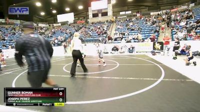 67 lbs Cons. Semi - Joseph Perez, Topeka Blue Thunder Wrestling vs Gunner Boman, Team Lightning Wrestling Club