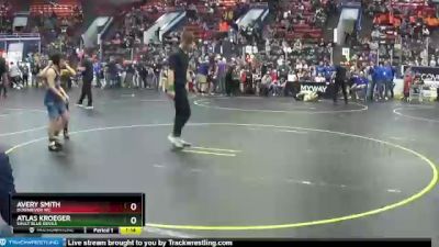 95 lbs Cons. Round 3 - Atlas Kroeger, Sault Blue Devils vs Avery Smith, Downriver WC