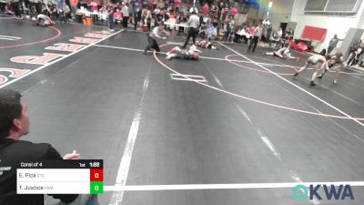 105 lbs Consi Of 4 - Ethan Pick, Grove Takedown Club vs Tynan Justice, HURRICANE WRESTLING ACADEMY