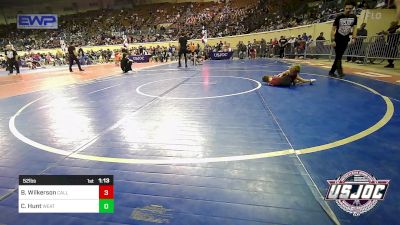 52 lbs Round Of 16 - Broox Wilkerson, Carl Albert vs Carson Hunt, Weatherford Youth Wrestling