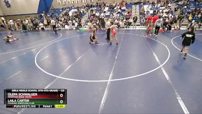125 lbs Cons. Round 1 - Olepa Schwalger, Mountain Ridge Youth vs Laila Carter, Cougars Wrestling Club