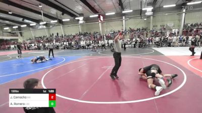 132 lbs Quarterfinal - Jesus Camacho, Big Bear Grapplers vs Andres Romero, Los Lunas Tigers