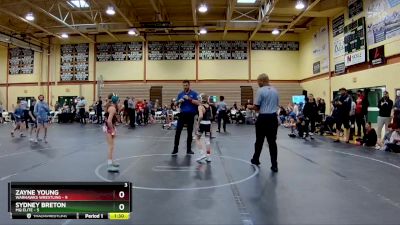 72 lbs Round 5 (10 Team) - Zayne Young, Warhawks Wrestling vs Sydney Breton, MQ Elite