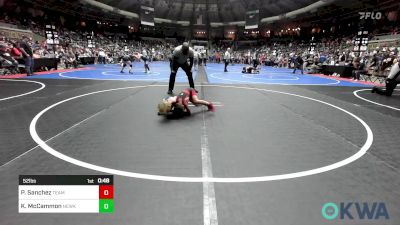 52 lbs Consi Of 8 #2 - Patrick Sanchez, Team Tulsa Wrestling Club vs Keenen McCammon, Newkirk Takedown Cub