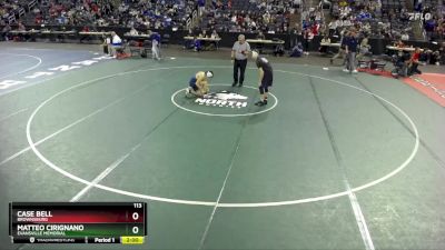 113 lbs Quarterfinal - Case Bell, Brownsburg vs Matteo Cirignano, Evansville Memorial