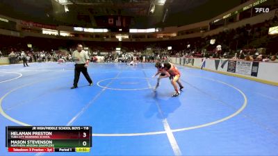 118 lbs Cons. Round 1 - Mason Stevenson, Northern Arizona Grapplers vs Helaman Preston, Tuba City Boarding School