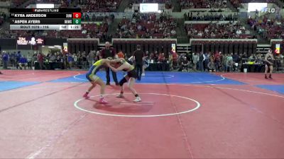 116 lbs Semifinal - Kyra Anderson, CJI Hawks vs Aspen Ayers, Deerlodge