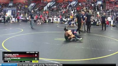 80 lbs Quarterfinal - Ethan Kowalski, Alpena WC vs Michael Potts, Rocket Trained WC