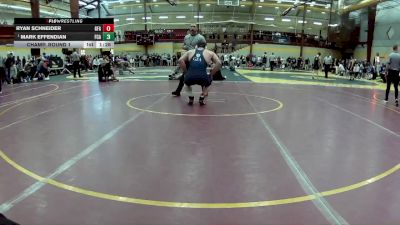 285 lbs Champ. Round 1 - Mark Effendian, Faith Christian Academy vs Ryan Schneider, Green Farms Academy