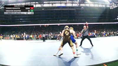D3-113 lbs Quarterfinal - Braxton Shaffer, Ida vs Roman Goulette, Ogemaw Heights