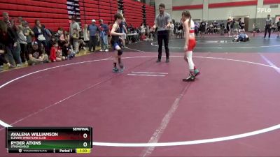 85 lbs Semifinal - Avalena Williamson, Elevate Wrestling Club vs Ryder Atkins, Stronghold