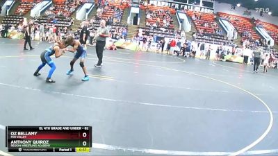 82 lbs Quarterfinal - Oz Bellamy, Fox Valley vs Anthony Quiroz, Region Wrestling Academy