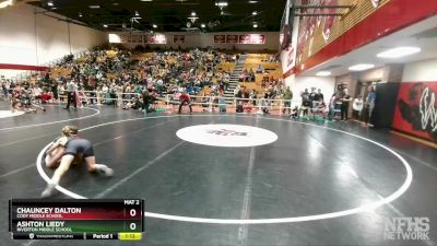 105 lbs Cons. Semi - Ashton Liedy, Riverton Middle School vs Chauncey Dalton, Cody Middle School