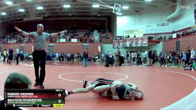 90 lbs Champ. Round 1 - Braydon Mcwherter, Whiteland Wrestling Club vs Parker Wehmer, North Posey Wrestling Club