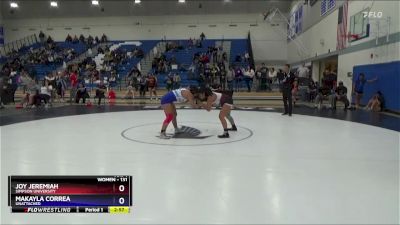 131 lbs Semifinal - Joy Jeremiah, Simpson University vs Makayla Correa, Unattached