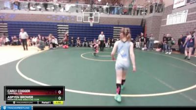 70 lbs Round 3 - Carly Cogger, Team Real Life vs Aspyen Brower, Mountain Man Wrestling Club