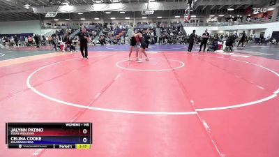 145 lbs Cons. Round 5 - Jalynn Patino, Texas Wesleyan vs Celina Cooke, Colorado Mesa