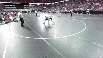 D1-120 lbs Quarterfinal - Owen Wathke, Bay Port vs Oliver Larson, River Falls