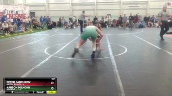 157 lbs Round 1 (10 Team) - Peter Sadchikov, Dayton Bandits vs Karson Milhoan, Barnesville