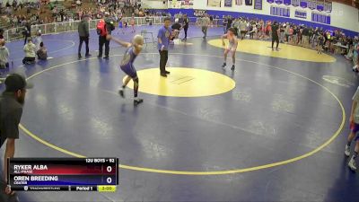 92 lbs Quarterfinal - Ryker Alba, All-phase vs Oren Breeding, Crater