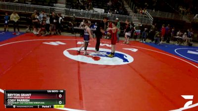 98 lbs Quarterfinal - Bryton Grant, Cody Wrestling Club vs Cody Parrish, Moorcroft Mat Masters Wrestling Club