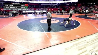 2A 132 lbs Cons. Round 2 - Devan Hornback, Geneseo vs Cory Zator, Lemont (H.S.)