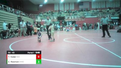 8U - 43 lbs Champ. Round 1 - Tucker Yoder, Indiana vs Easton Rosman, Oak Hill Wrestling Club