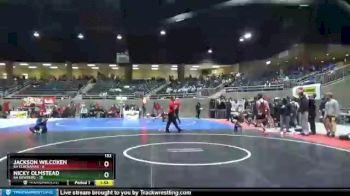 132 lbs Round 3 (4 Team) - Nicky Olmstead, 6A Newberg vs Jackson Wilcoxen, 6A Clackamas