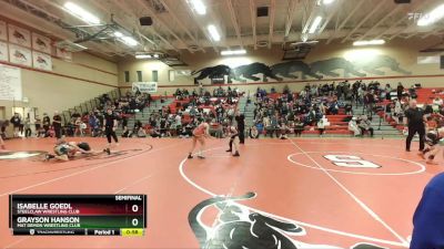 97 lbs Semifinal - Grayson Hanson, Mat Demon Wrestling Club vs Isabelle Goedl, Steelclaw Wrestling Club