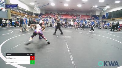 73 lbs 3rd Place - Sutter Oss, Saints Youth Wrestling Club vs Clementina Zapata, OKC Saints Wrestling