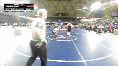 Boys 4A 215 lbs Champ. Round 1 - Brendan David, South Kitsap vs Sawyer Muehlbauer, Skyview