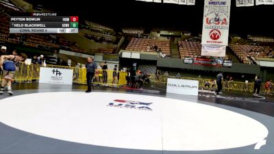 Cadet Boys Lower - 126 lbs Cons. Round 5 - Helo Blackwell, Central Catholic Wrestling Club vs Peyton Bowlin, Frontier High School Wrestling